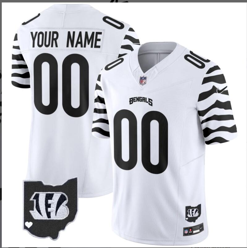 Men 2024 Nike NFL  Cincinnati Bengals  Stripes Vapor Limited Custom Jersey 